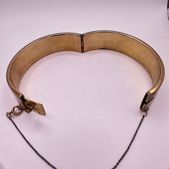 Antique Victorian English 1/5 9kt rolled gold filled hinged bangle bracelet - Picture 8 of 12